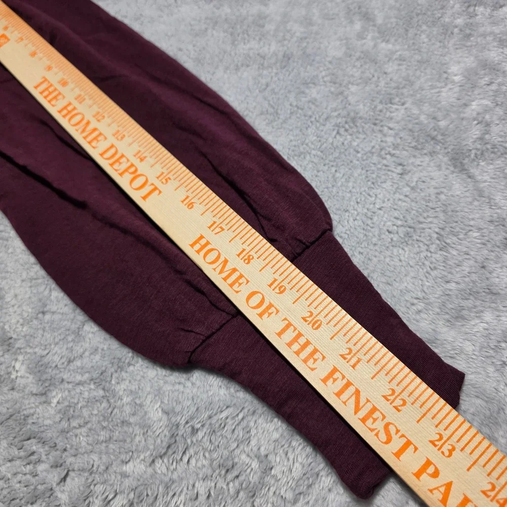Madewell Women XXS Burgundy Puff‎ Sleeve Smocked Cuff Soft Slub Cotton Top